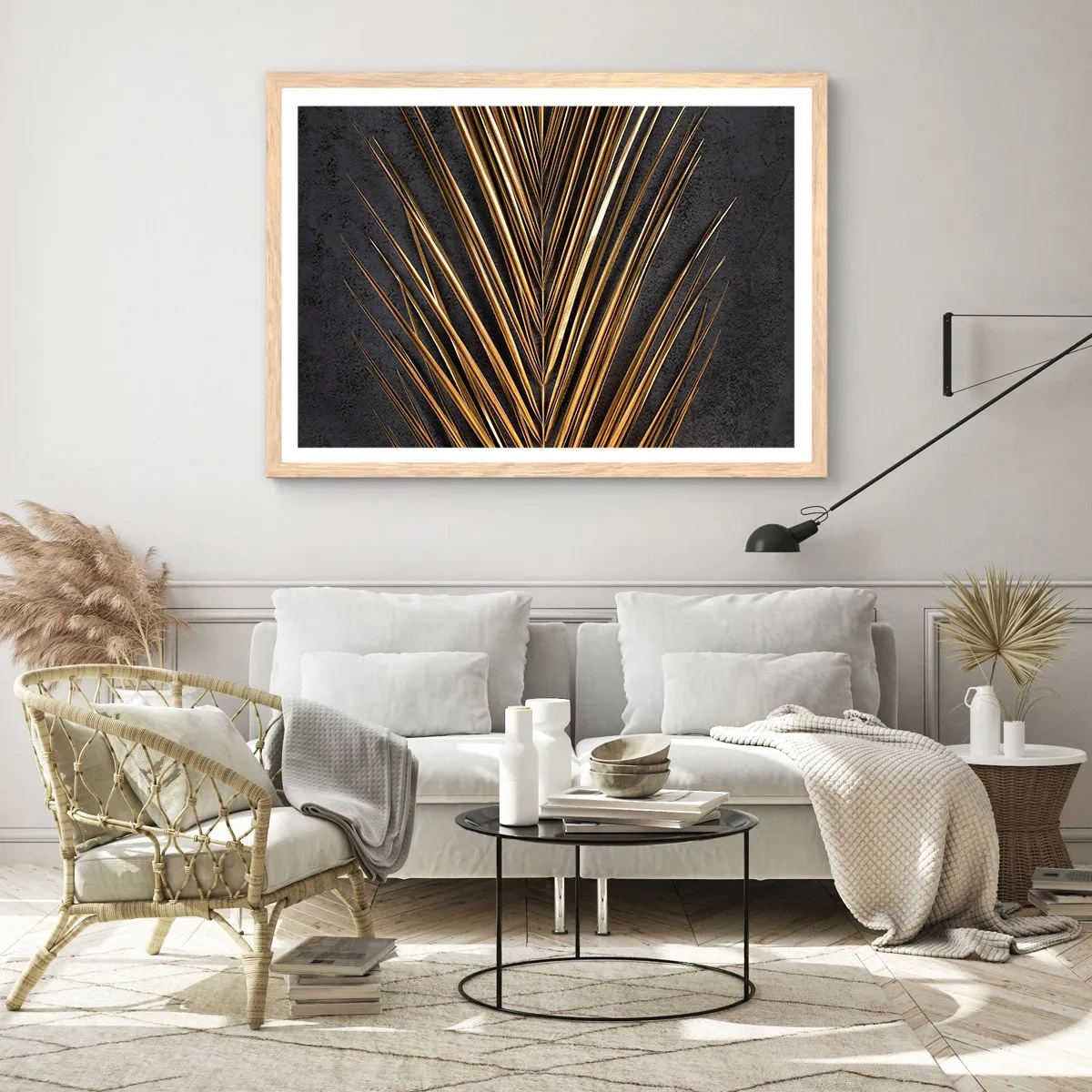 Plakát v rámu světlý dub - Zlato tropů - 91x61 cm