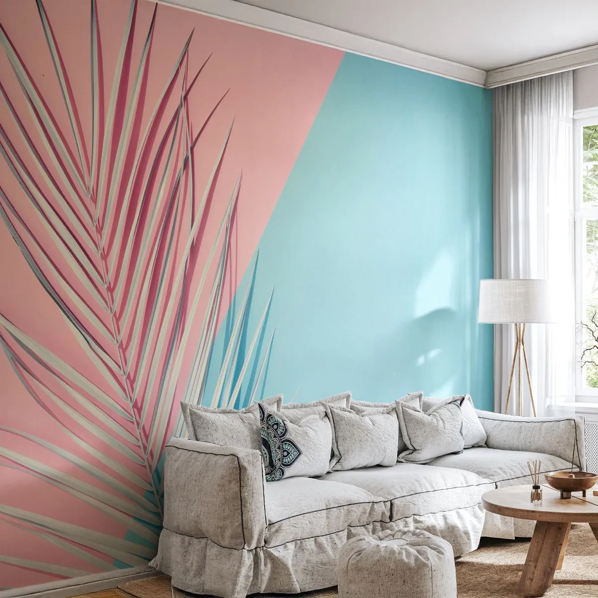 Fototapeta Premium Sand - Tropický dojem - Palmový list, Abstrakce, Grafika - 300x210 cm