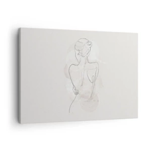 Obraz na plátně - Minimalistická skica ženské siluety na světlém pozadí. - 70x50cm - Jako citlivý nástroj - Moderní nástěnná dekorace do obývacího pokoje a ložnice ARTTOR