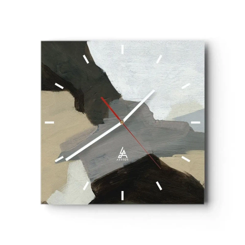 Nástěnné hodiny - Abstrakce: křižovatka šedi - 30x30 cm