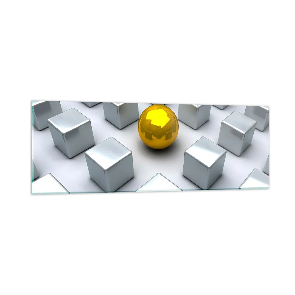 Obraz na skle - Proč já? Geometrická kompozice - 90x30 cm