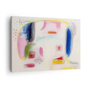 Obraz na plátně - Barevné abstraktní tvary na světlém pozadí - 70x50cm - Více konvexní než konkávní nebo ploché - Moderní nástěnná dekorace do obývacího pokoje a ložnice ARTTOR