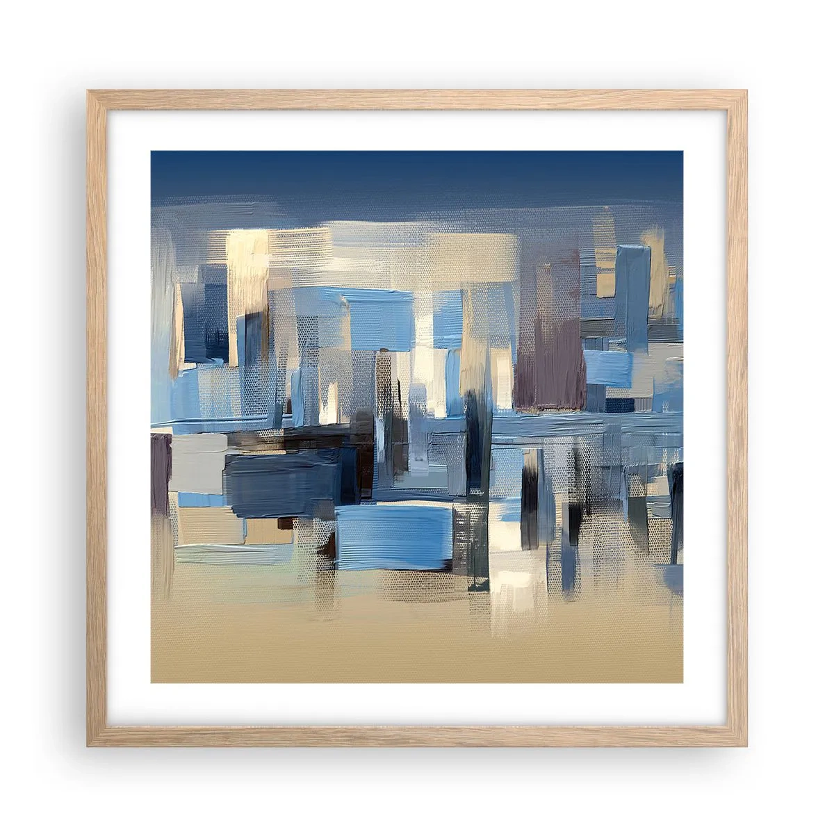 Plakát v rámu světlý dub - Modrá konstrukce - 50x50 cm