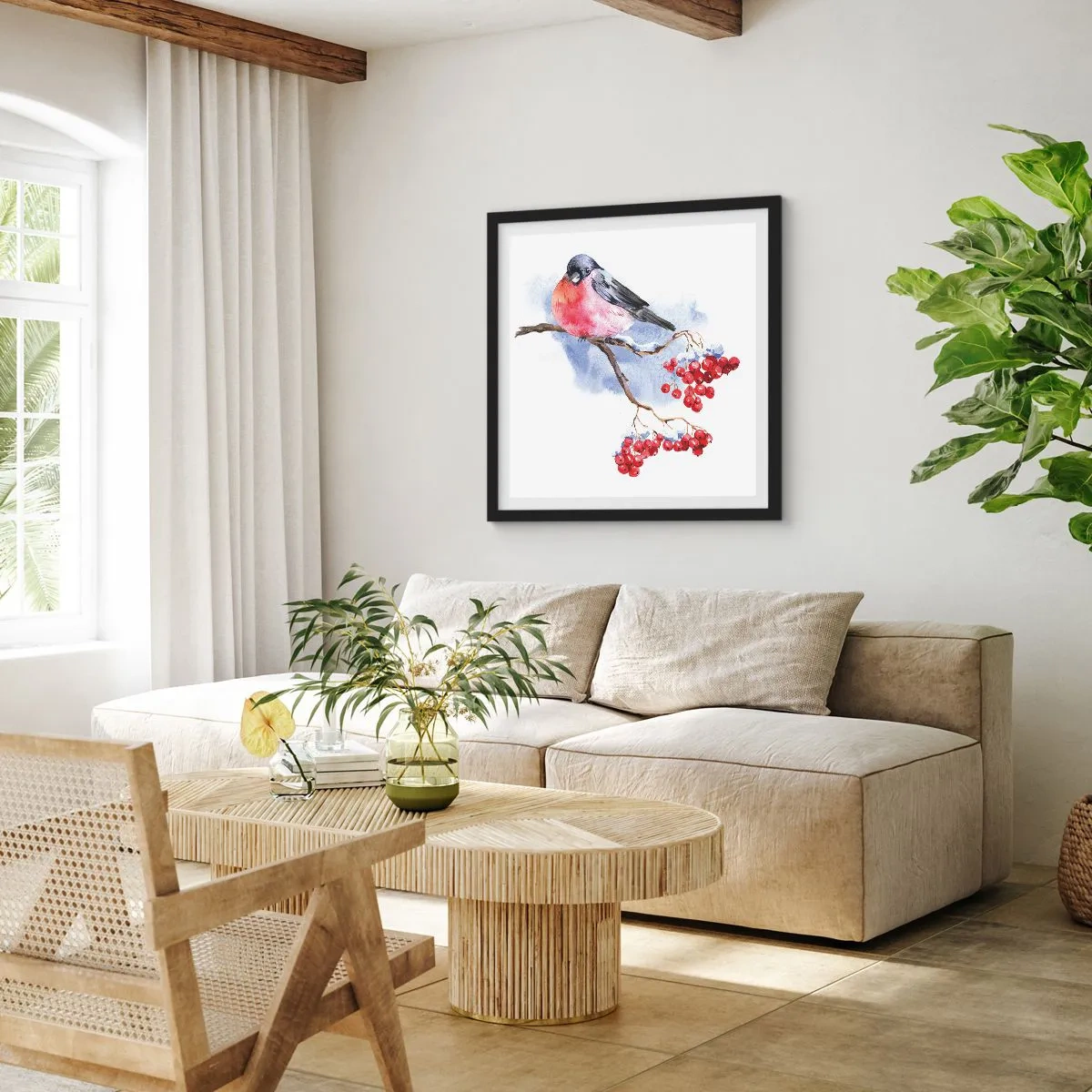 Plakát v černém rámu - Barevná zima - 60x60 cm