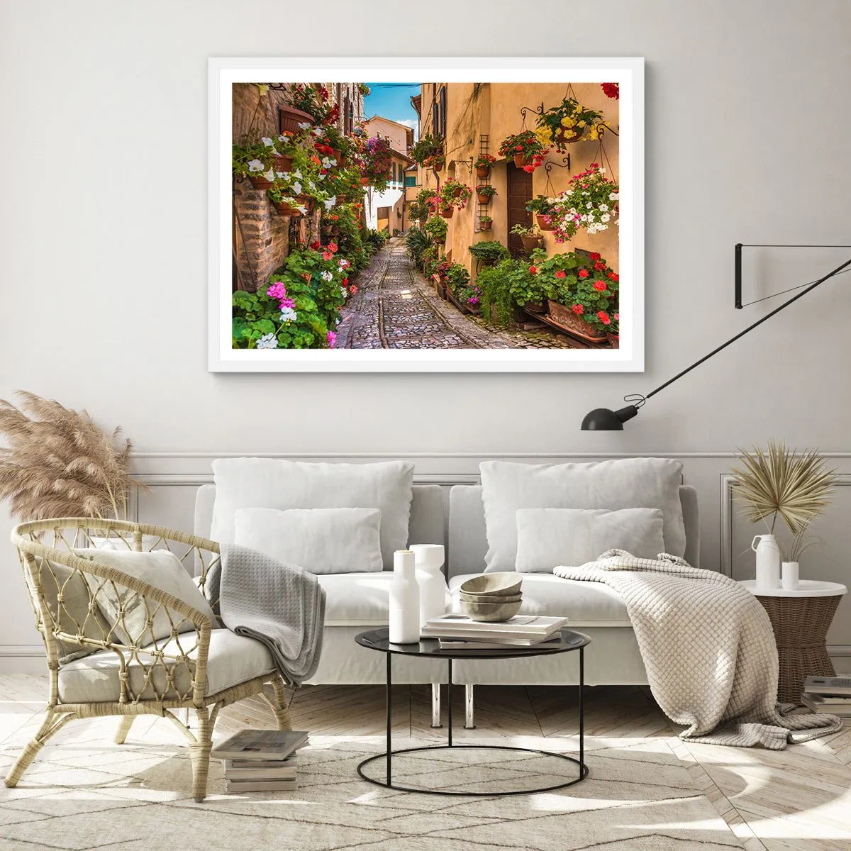 Plakát v bílém rámu - Italské zákoutí - 70x50 cm