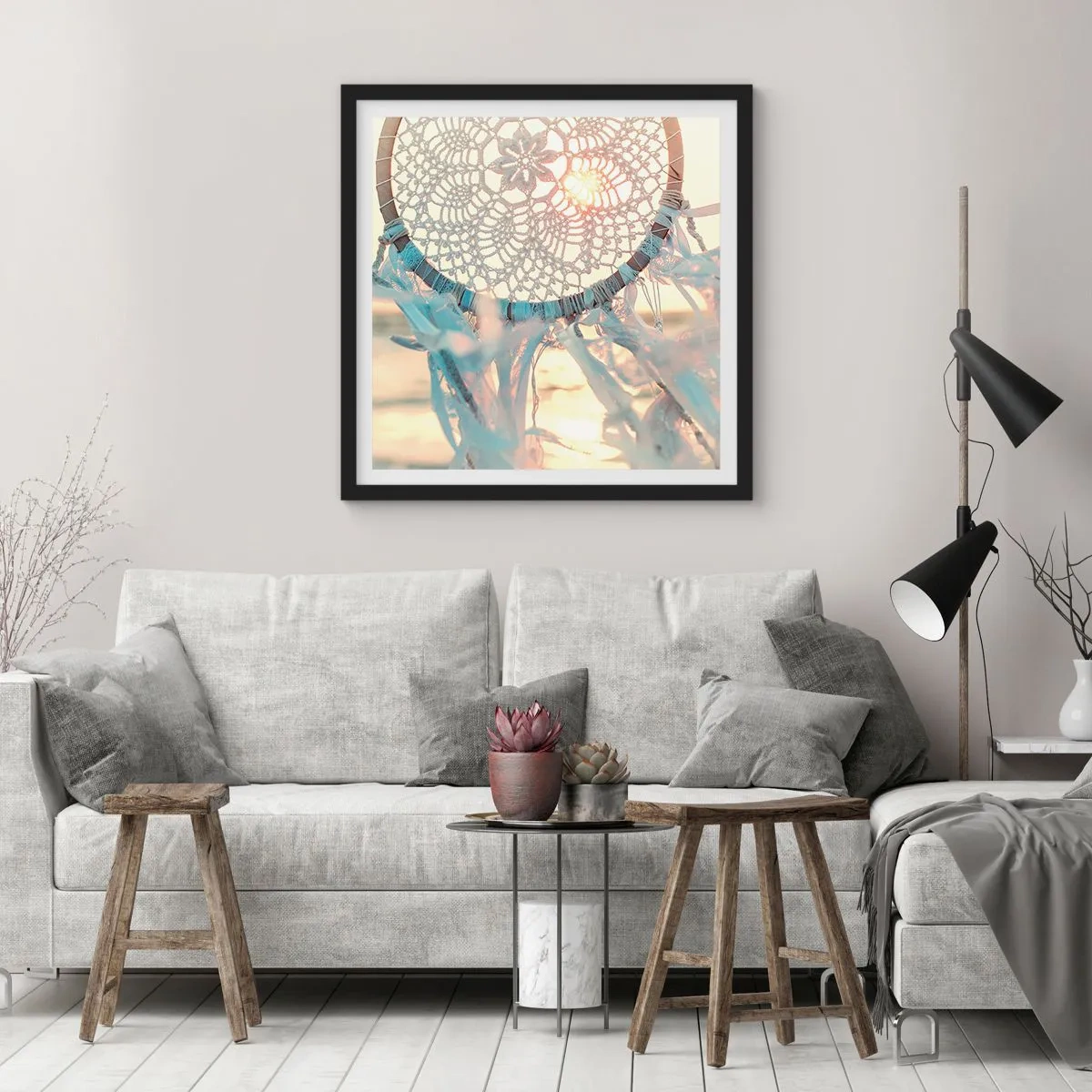 Plakát v černém rámu - Krajkový totem - 60x60 cm