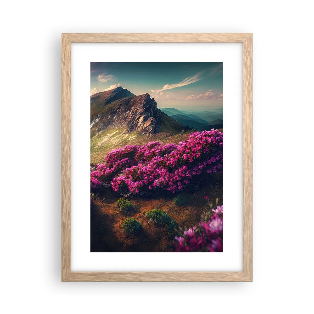 Plakát v rámu světlý dub - Léto na horách - 30x40 cm