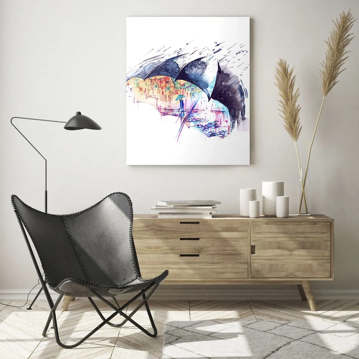 Obraz na skle - Procházka v dešti - 80x120 cm