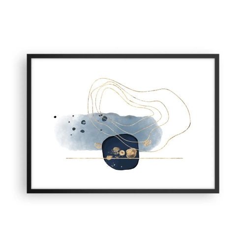 Plakát v černém rámu - Modro-zlatá fantazie - 70x50 cm