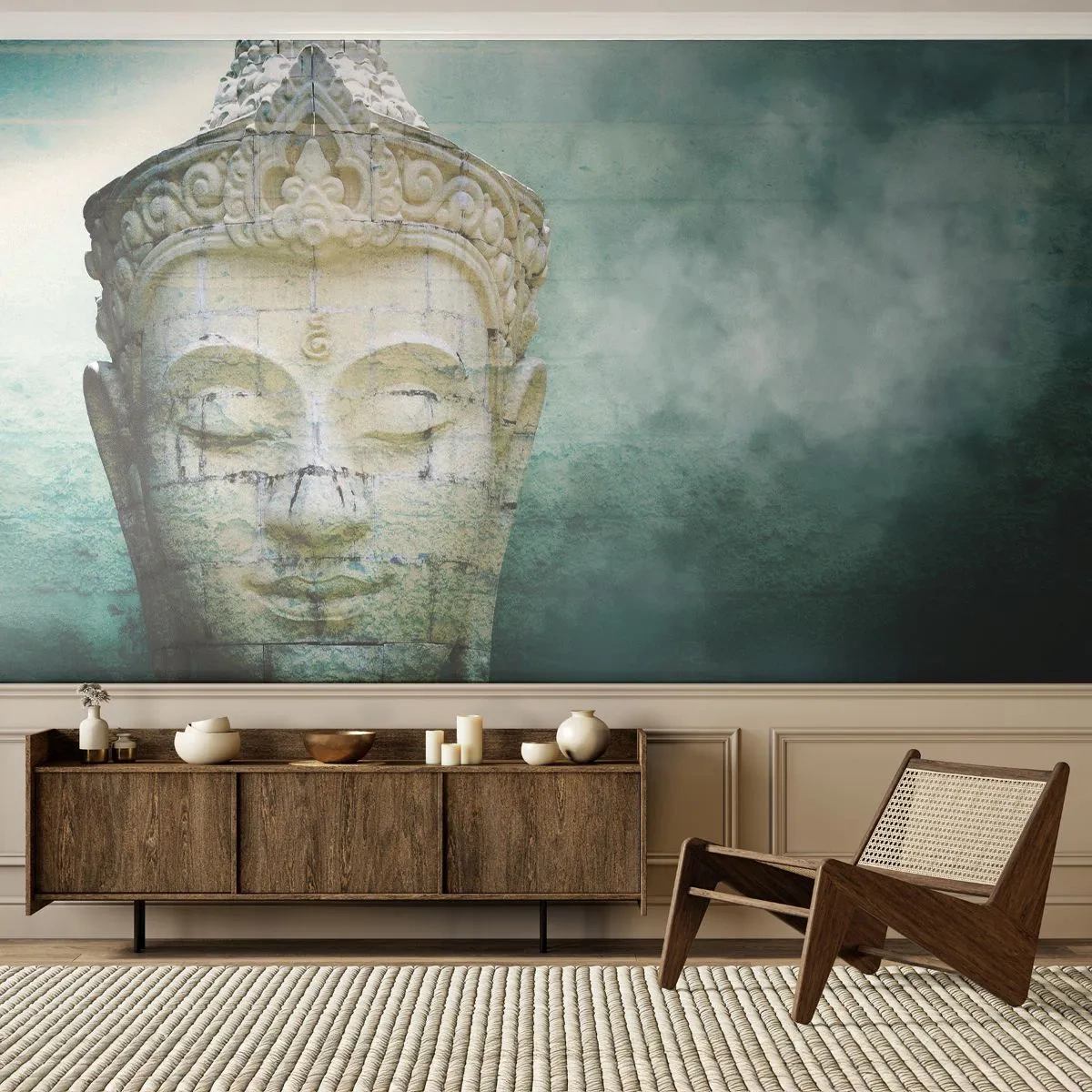 Fototapeta Premium Sand - Hledajíc světlo - Buddha, socha Buddhy, Asie - 300x210 cm
