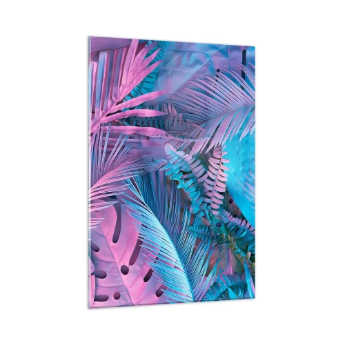 Obraz na skle - Tropy v růžové a modré - 80x120 cm
