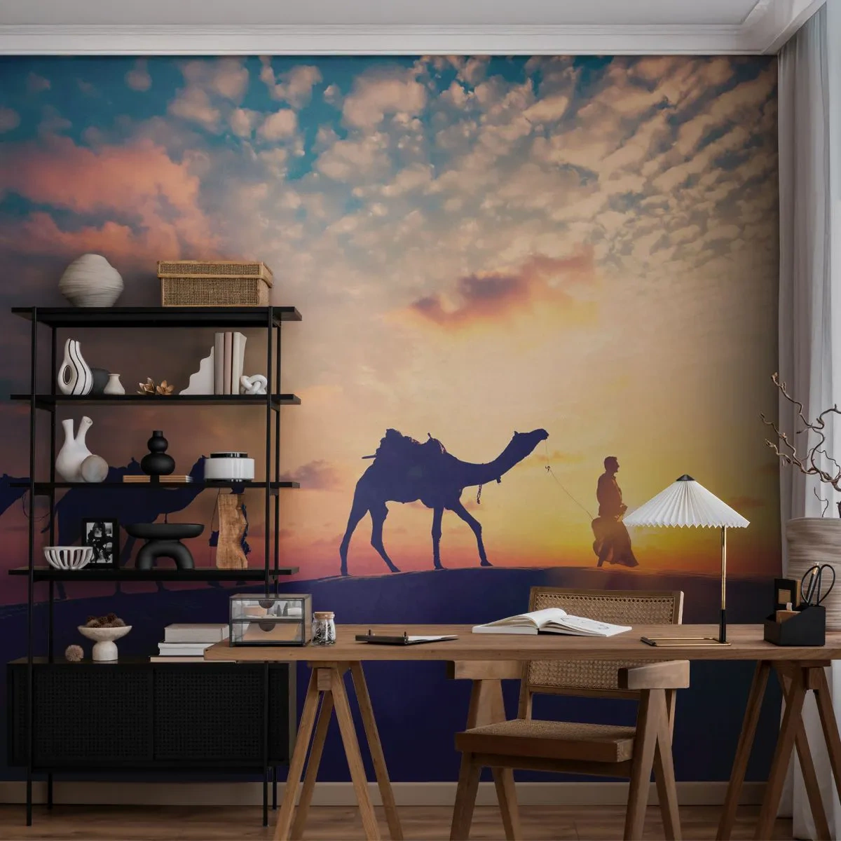 Fototapeta Samolepicí Deluxe Sticker - Tajemný duch orientu - Krajina, Poušť, Velbloud - 250x175 cm