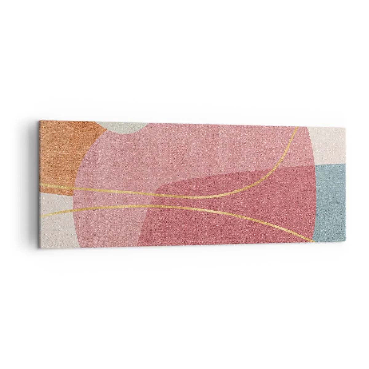 Obraz na plátně - Pastelová kompozice se zlatou nití - 140x50 cm