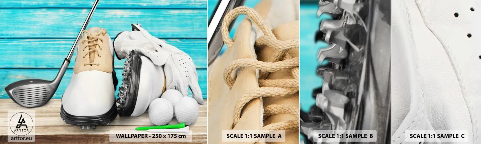 Vzor Fototapety Samolepicí Deluxe Sticker - Všechno připraveno - Golf, Sport, Golfové boty - 100x30 cm