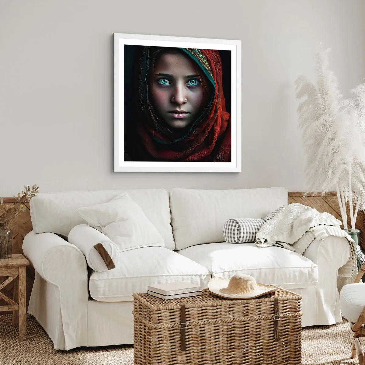 Plakát v bílém rámu - Východní princezna - 60x60 cm
