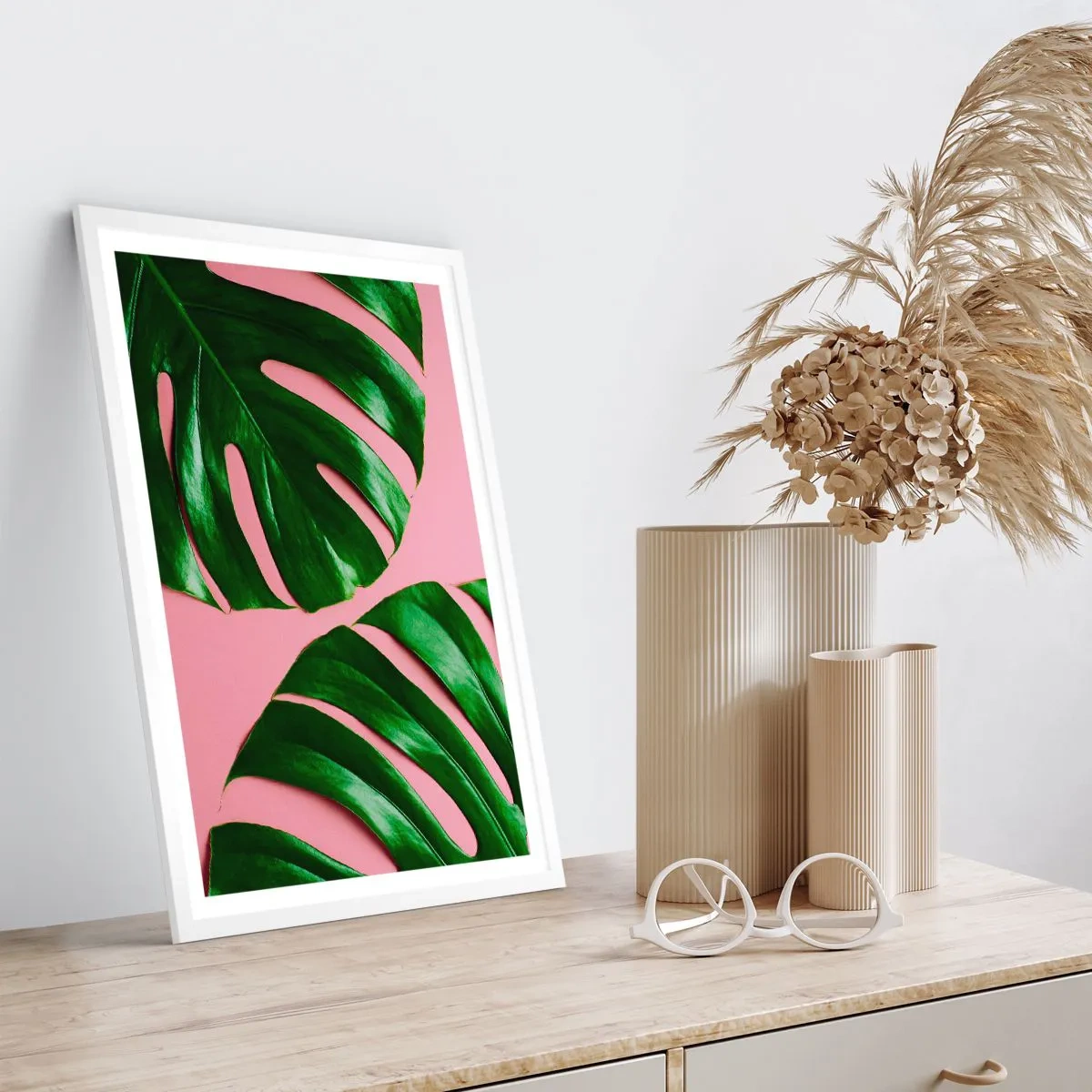 Plakát v bílém rámu - Zelené rendez-vous - 40x50 cm