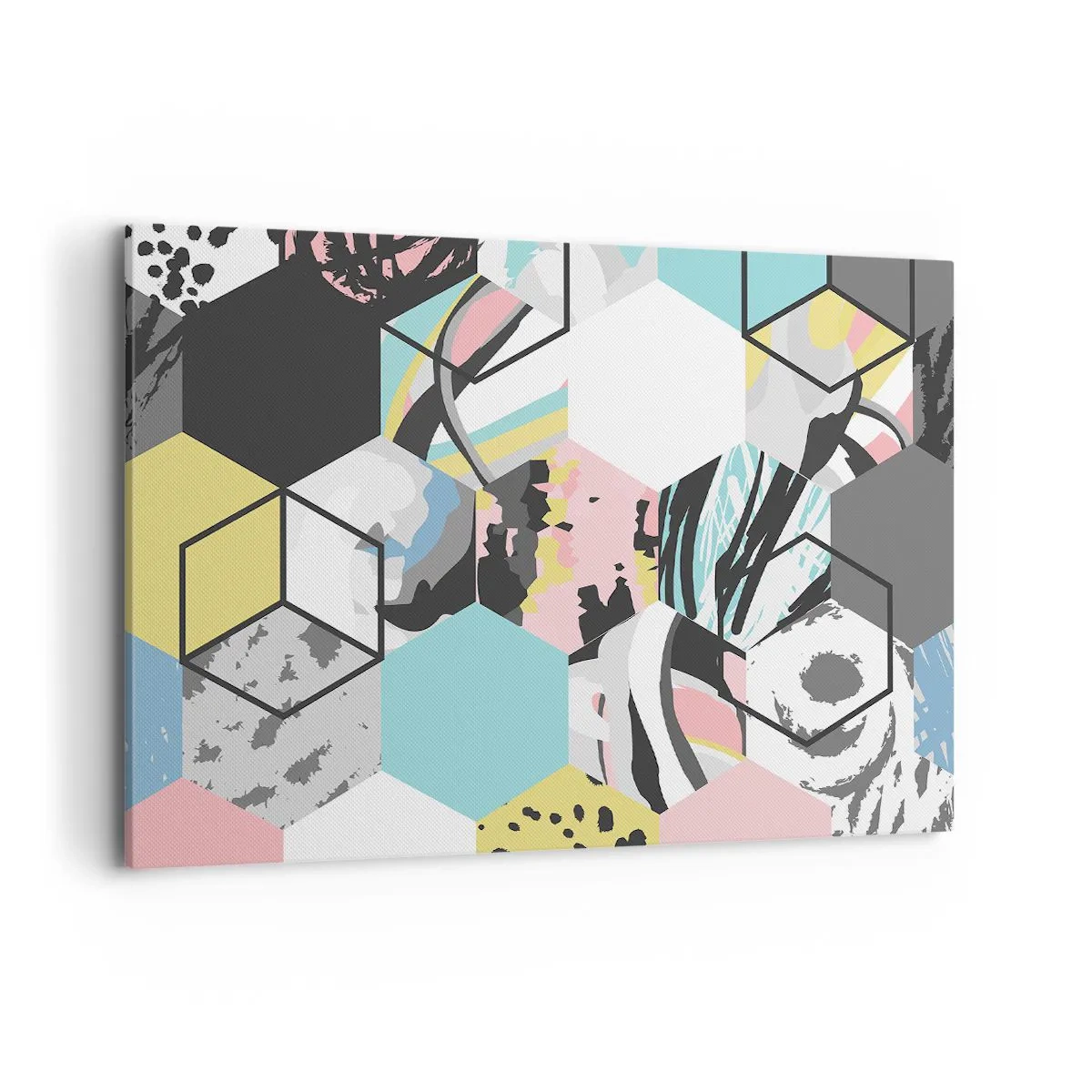 Obraz na plátně - Šestiúhelníky a krychle v šesti barvách - 100x70 cm