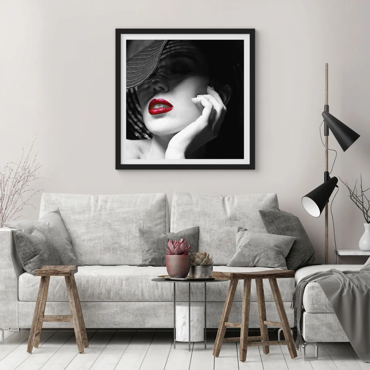 Plakát v černém rámu - Studie v šarlatové - 40x40 cm