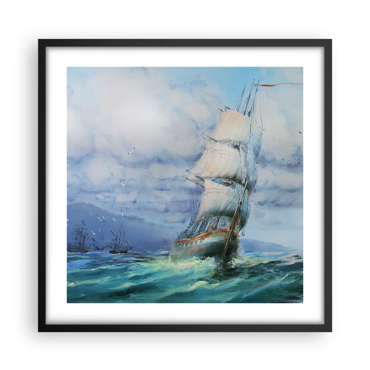 Plakát v černém rámu - Šťastnou cestu - 50x50 cm