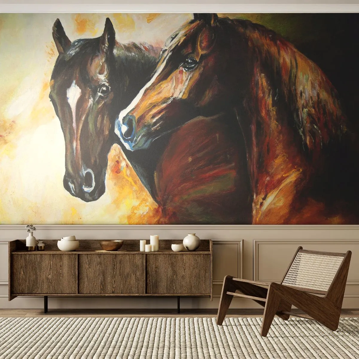 Fototapeta Samolepicí Deluxe Sticker - Dvakrát více půvabu - Zvířata, Koně, Příroda - 250x175 cm