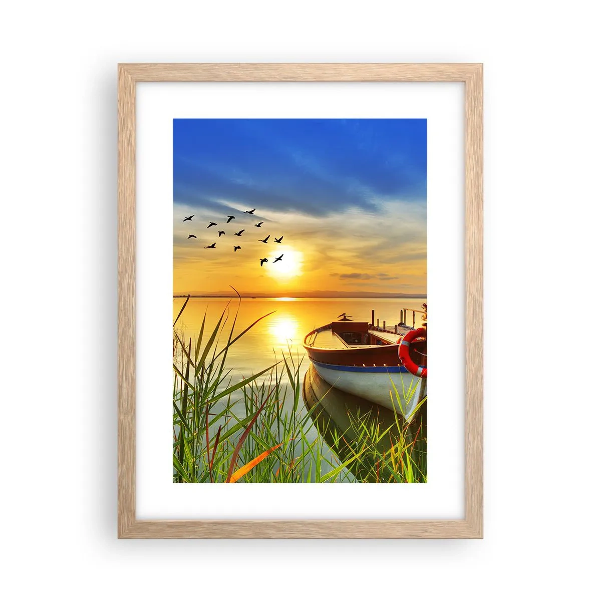 Plakát v rámu světlý dub - Kormoráni už odlétají - 30x40 cm