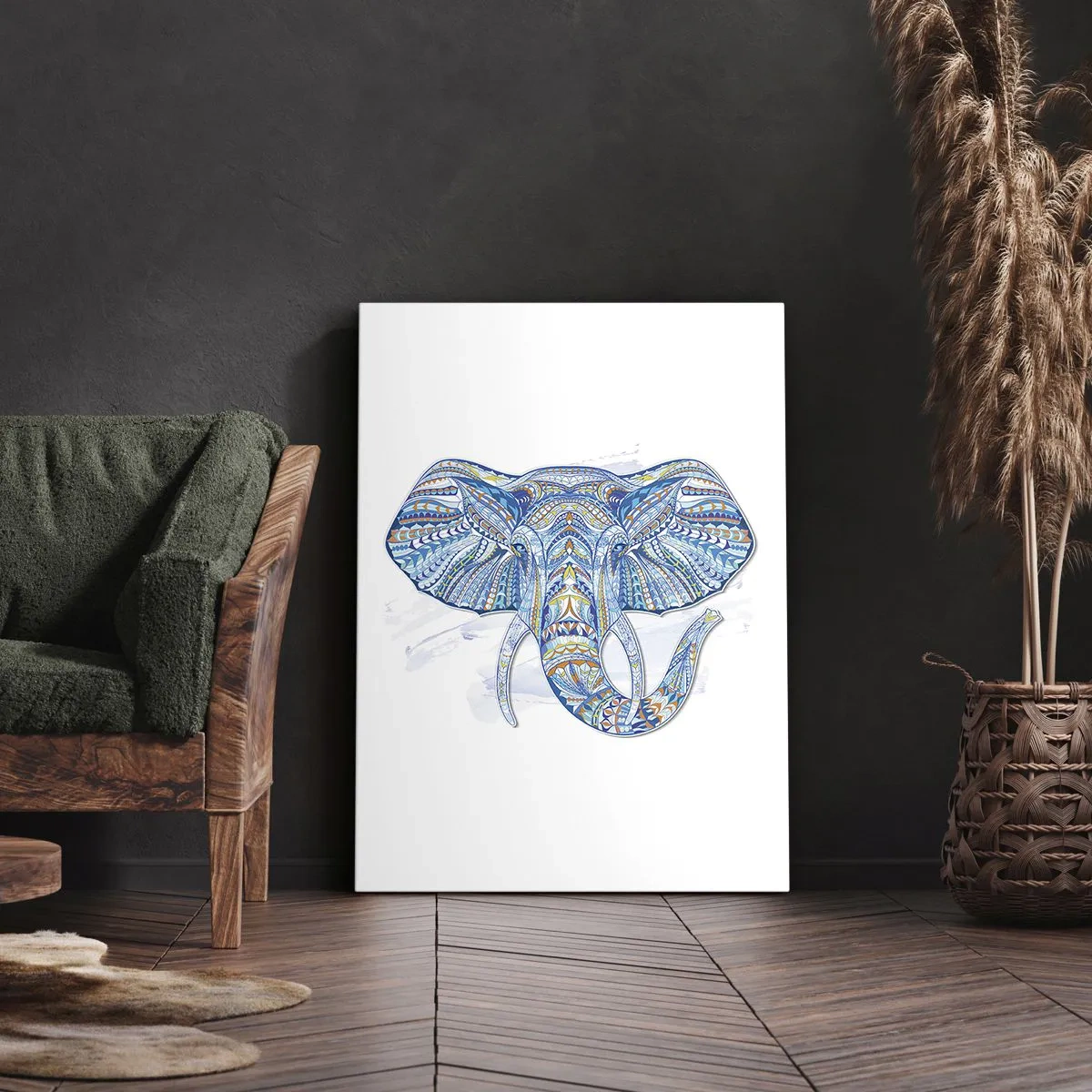 Obraz na plátně - Vykládaná zlatem a modří - 65x120 cm