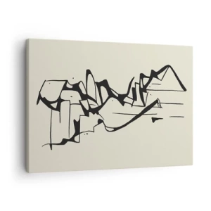 Obraz na plátně - Abstraktní kresba hor v černé a bílé - 70x50cm - Možná krajina - Moderní nástěnná dekorace do obývacího pokoje a ložnice ARTTOR