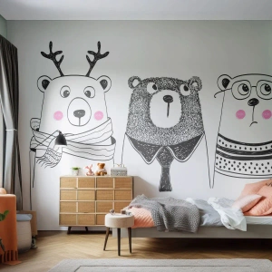 Fototapeta Premium Canvas - Medvěd, medvídek a méďa - Pro děti, Medvěd, Ilustrace - 200x140 cm