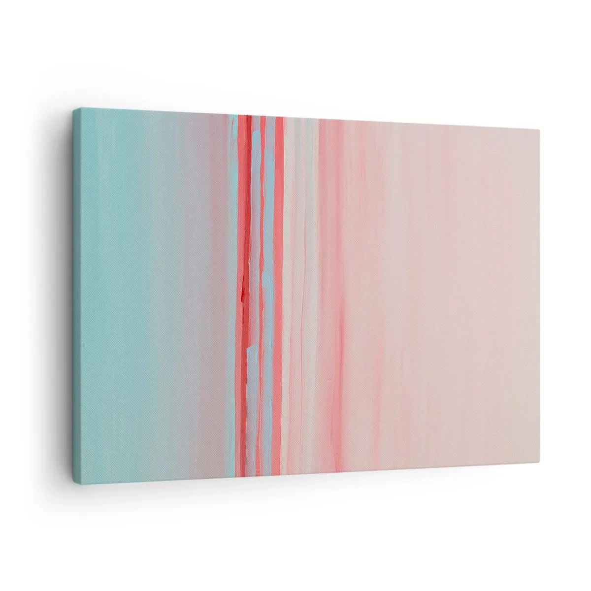 Obraz na plátně - Pastelové linie v odstínech růžové a modré v minimalistické kompozici - 70x50cm - Abstrakce za úsvitu - Moderní nástěnná dekorace do obývacího pokoje a ložnice ARTTOR