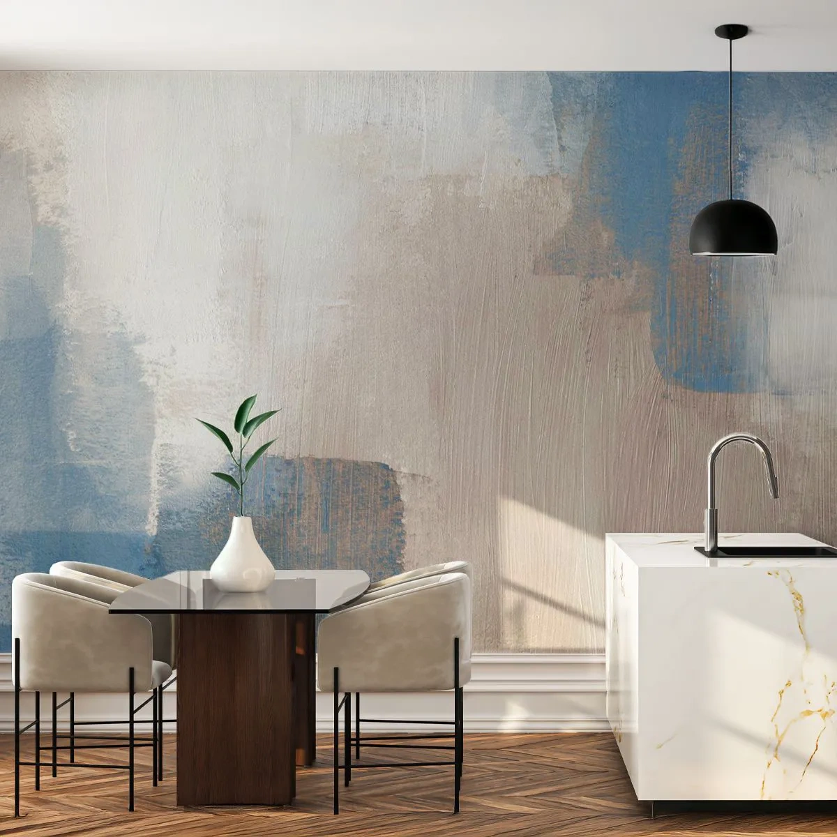 Fototapeta Standard Eco - Růžová abstrakce za modrým závojem - Kus, Moderní, Barvy - 150x105 cm