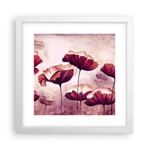 Plakát v bílém rámu - Červený a bílý plátek - 30x30 cm