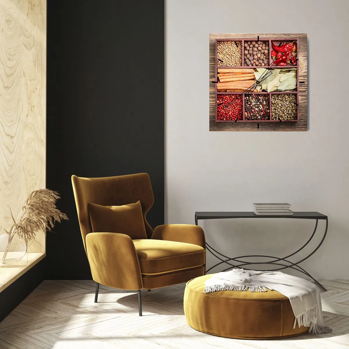 Nástěnné hodiny - Pořádek tvarů, buket vůní - 30x30 cm