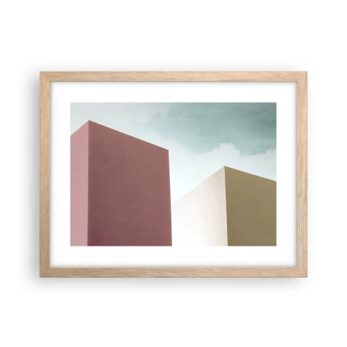 Plakát v rámu světlý dub - Geometrie slunečného léta - 40x30 cm
