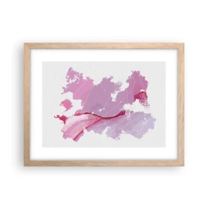 Plakát v rámu světlý dub - Mapa růžového světa - 40x30 cm