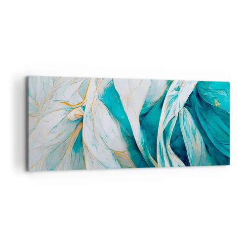 Obraz na plátně - Modrá abstrakce se zlatým motivem - 120x50 cm