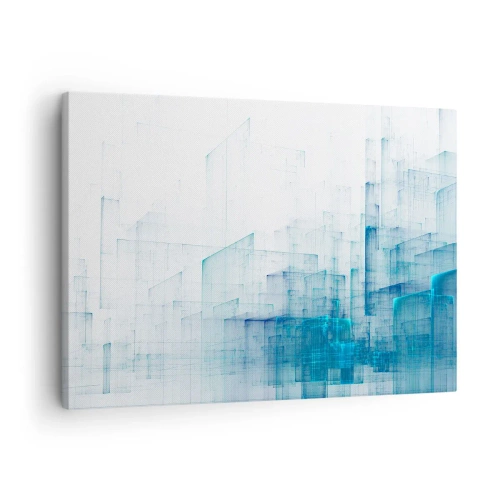 Obraz na plátně - Abstraktní geometrické tvary v odstínech modré - 70x50cm - Jak se stal prostor - Moderní nástěnná dekorace do obývacího pokoje a ložnice ARTTOR