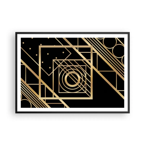 Plakát v černém rámu - Zlatá geometrie - 100x70 cm