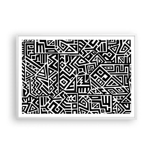 Plakát v bílém rámu - Předkolumbovská kompozice - 100x70 cm