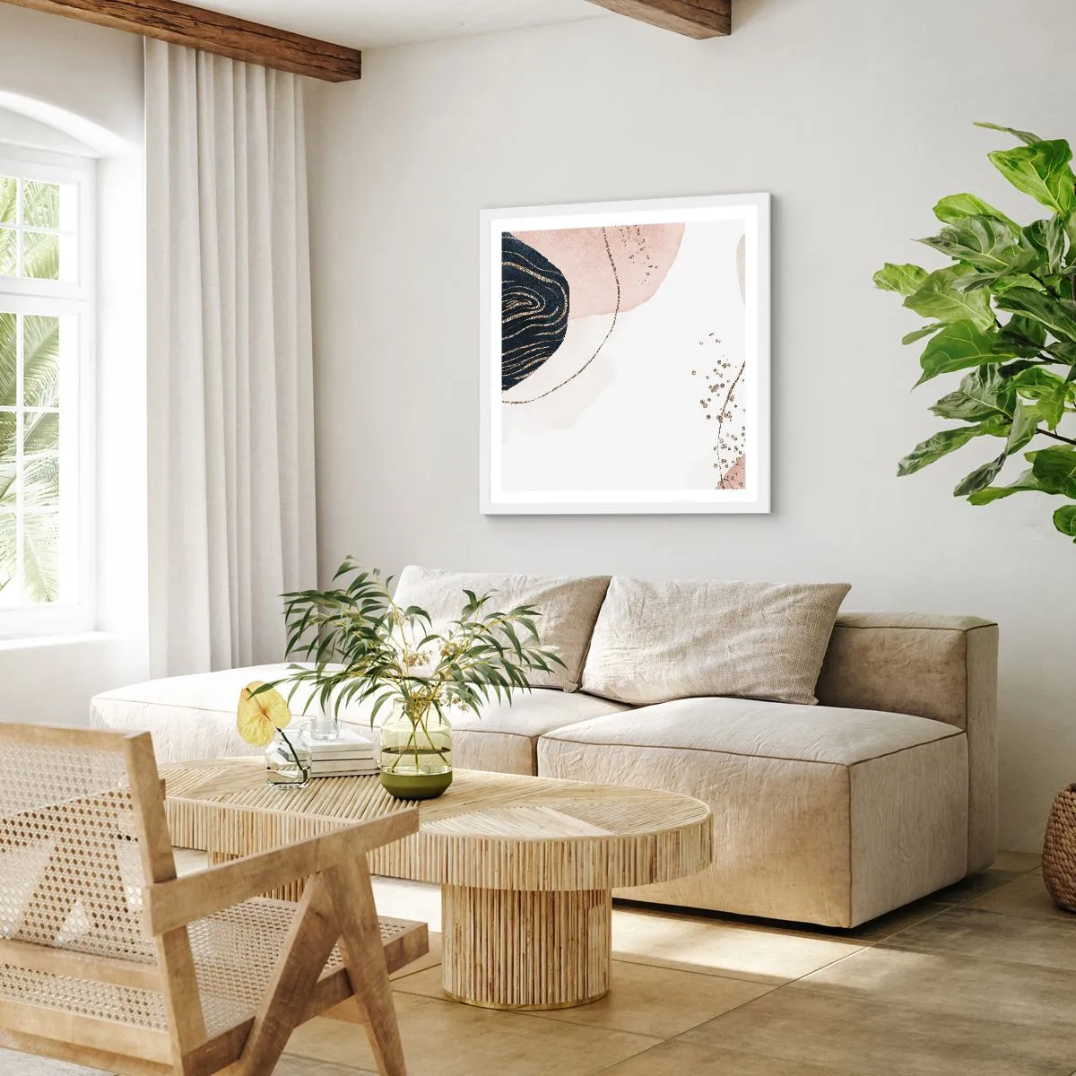 Plakát v bílém rámu - Vše plyne - 40x40 cm