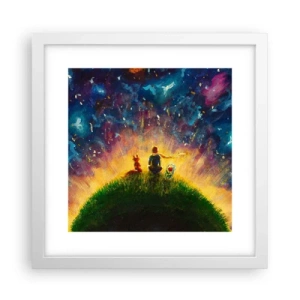 Plakát v bílém rámu - Láska a přátelství - celý svět - 30x30 cm