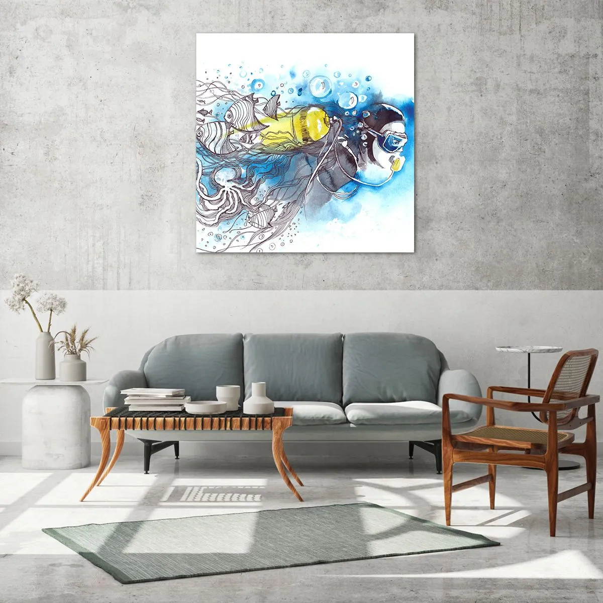 Obraz na skle - Velká modř - 70x70 cm