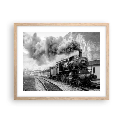 Plakát v rámu světlý dub - Stojí na nádraží… - 50x40 cm