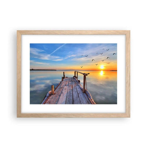 Plakát v rámu světlý dub - Jít před sebe směrem ke slunci - 40x30 cm