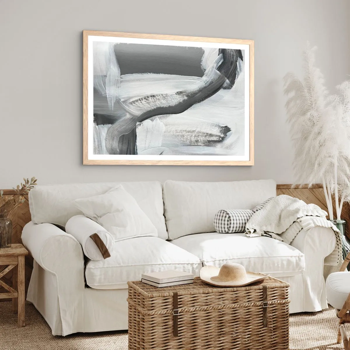 Plakát v rámu světlý dub - Pevným pohybem - 91x61 cm