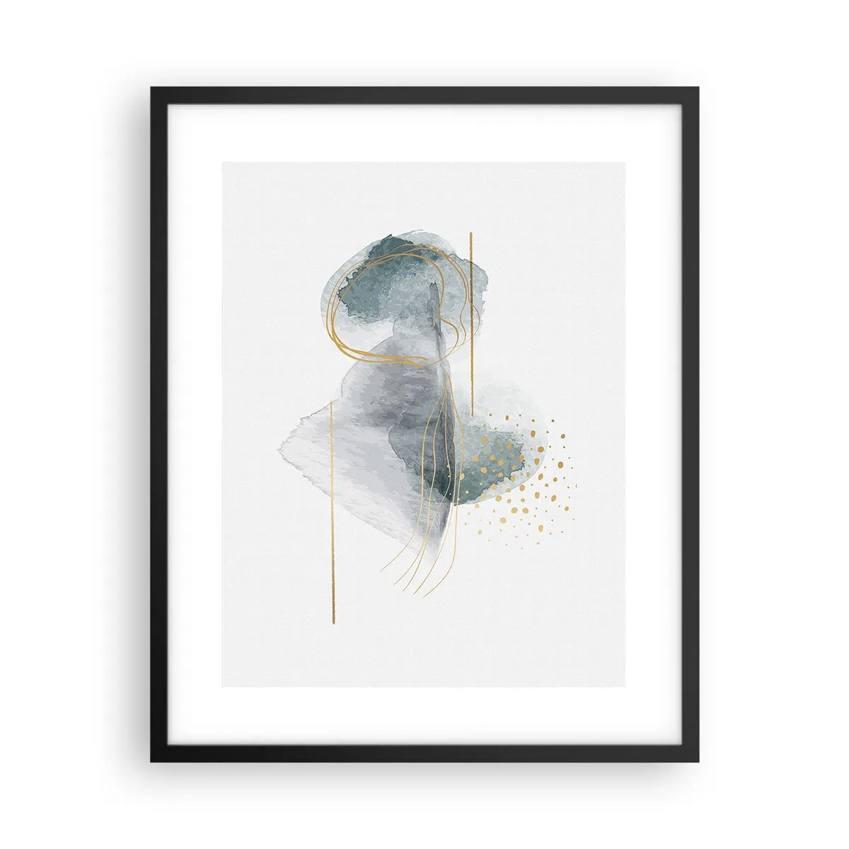 Plakát v černém rámu - O vztahu mezi šedou a zlatou - 40x50 cm