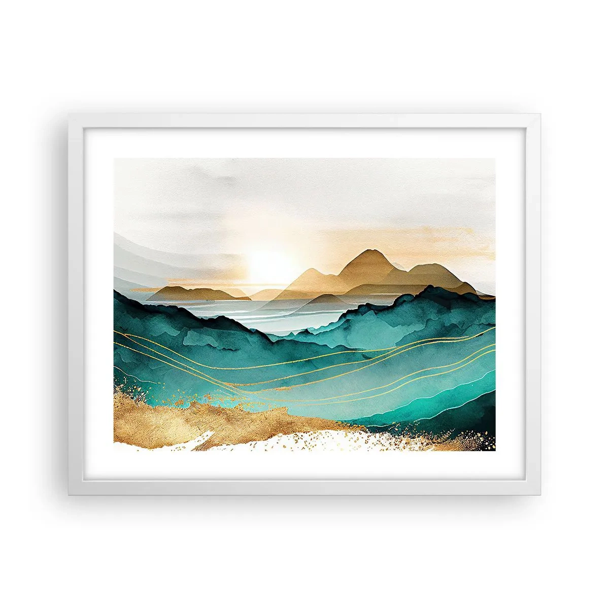 Plakát v bílém rámu - Na pokraji abstrakce – krajina - 50x40 cm