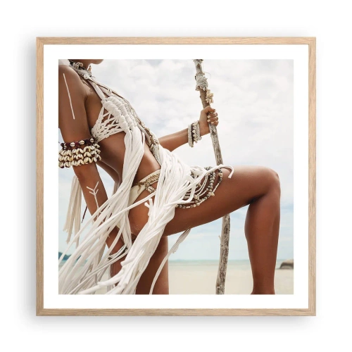 Plakát v rámu světlý dub - Kněžka slunce - 60x60 cm