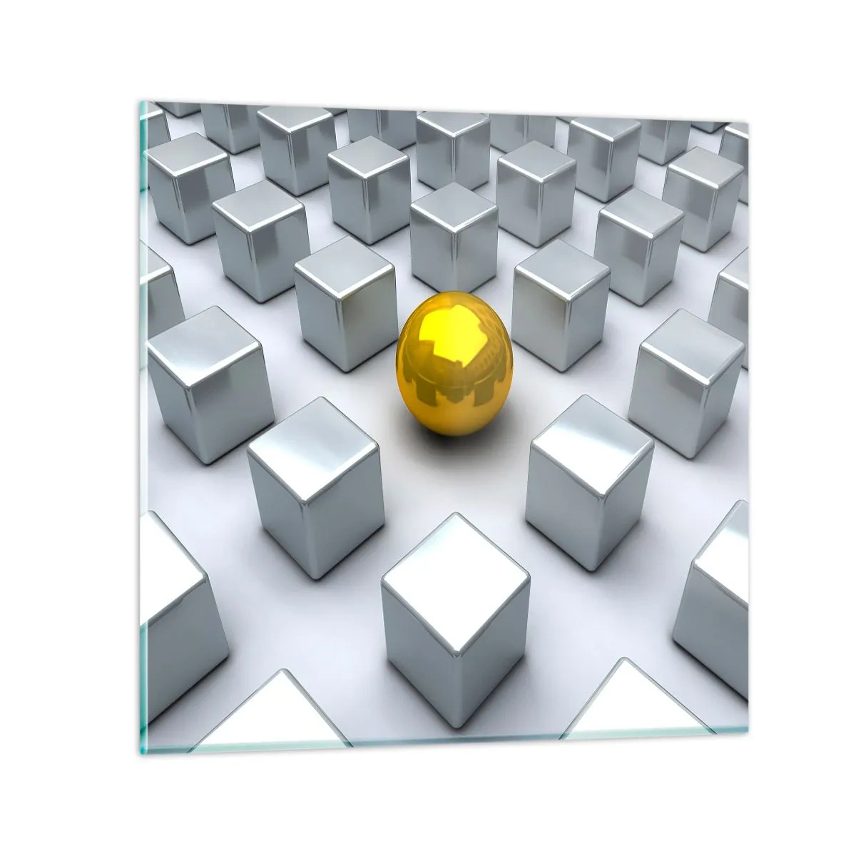 Obraz na skle - Proč já? Geometrická kompozice - 60x60 cm