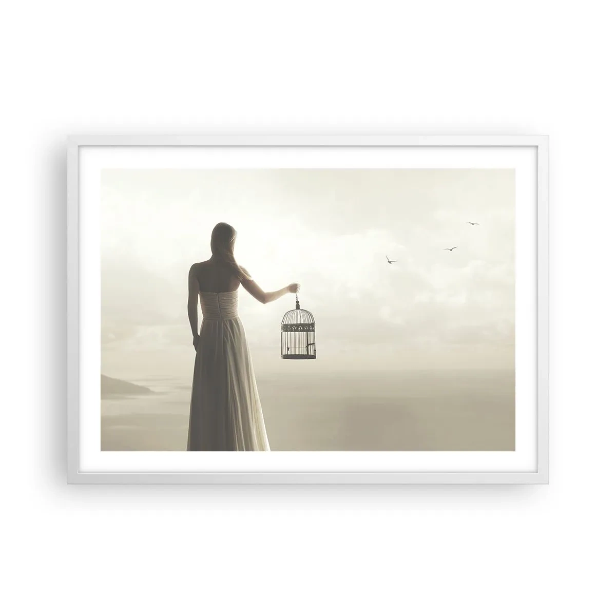 Plakát v bílém rámu - Buď svobodná - 70x50 cm