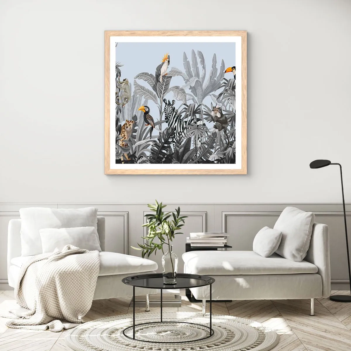 Plakát v rámu světlý dub - Africká pohádka - 60x60 cm